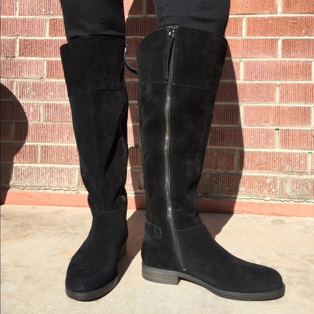 Franco Sarto Christine Black Suede Moto boot